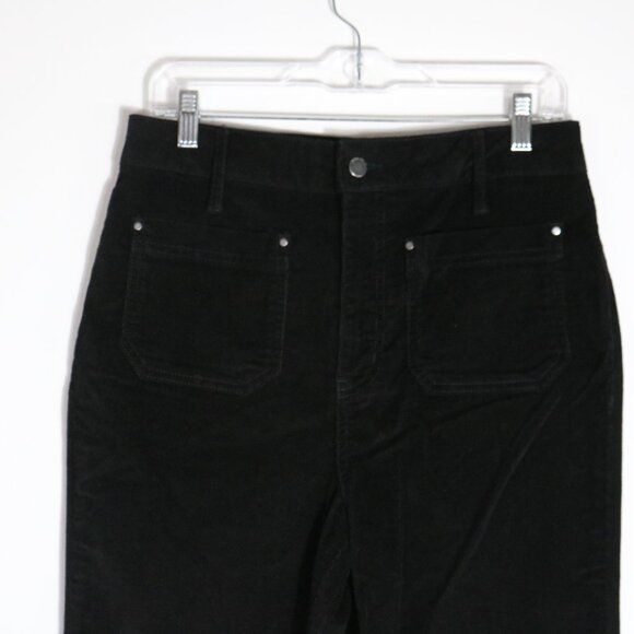 Boden Straight Leg Corduroy Jeans Womens 8 Black Patch Pockets Ankle High Rise - Picture 2 of 7